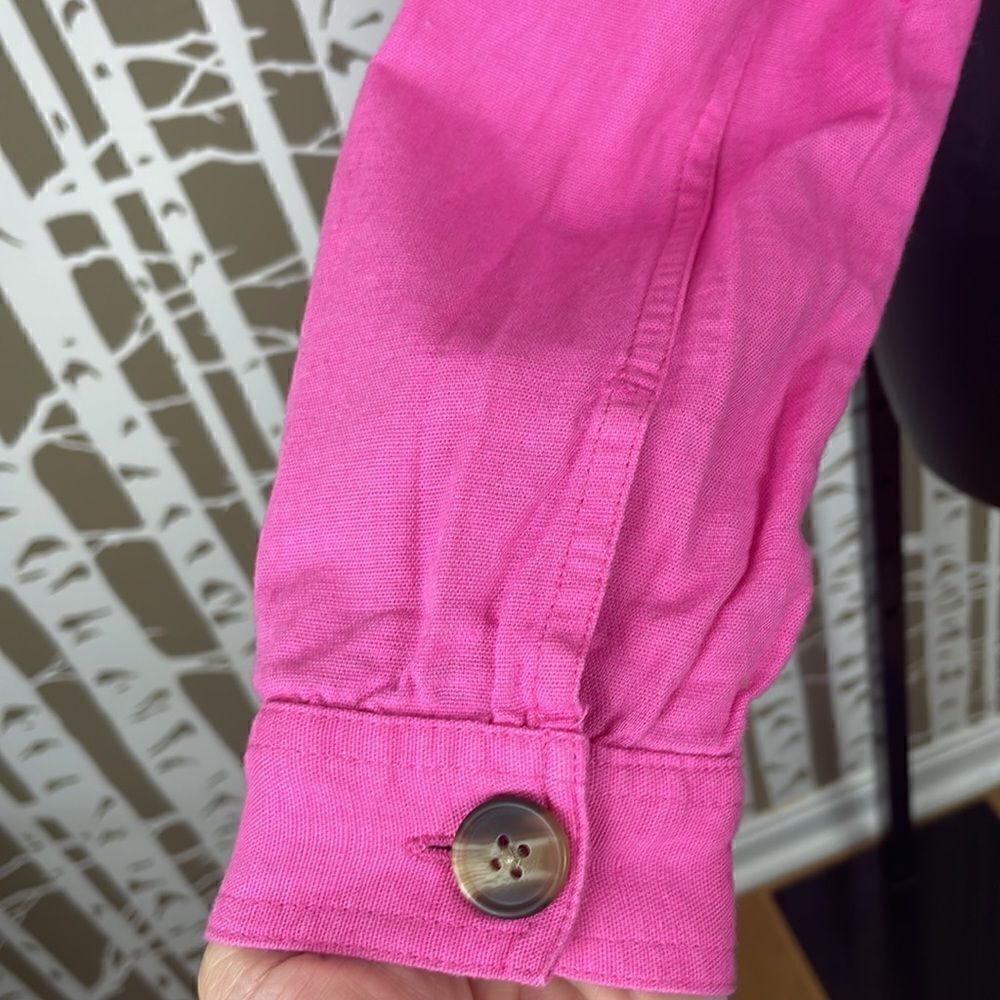 Barbiecore Bubblegum Pink Linen Blend Pullover Shirt / Shacket - Picture 9 of 16